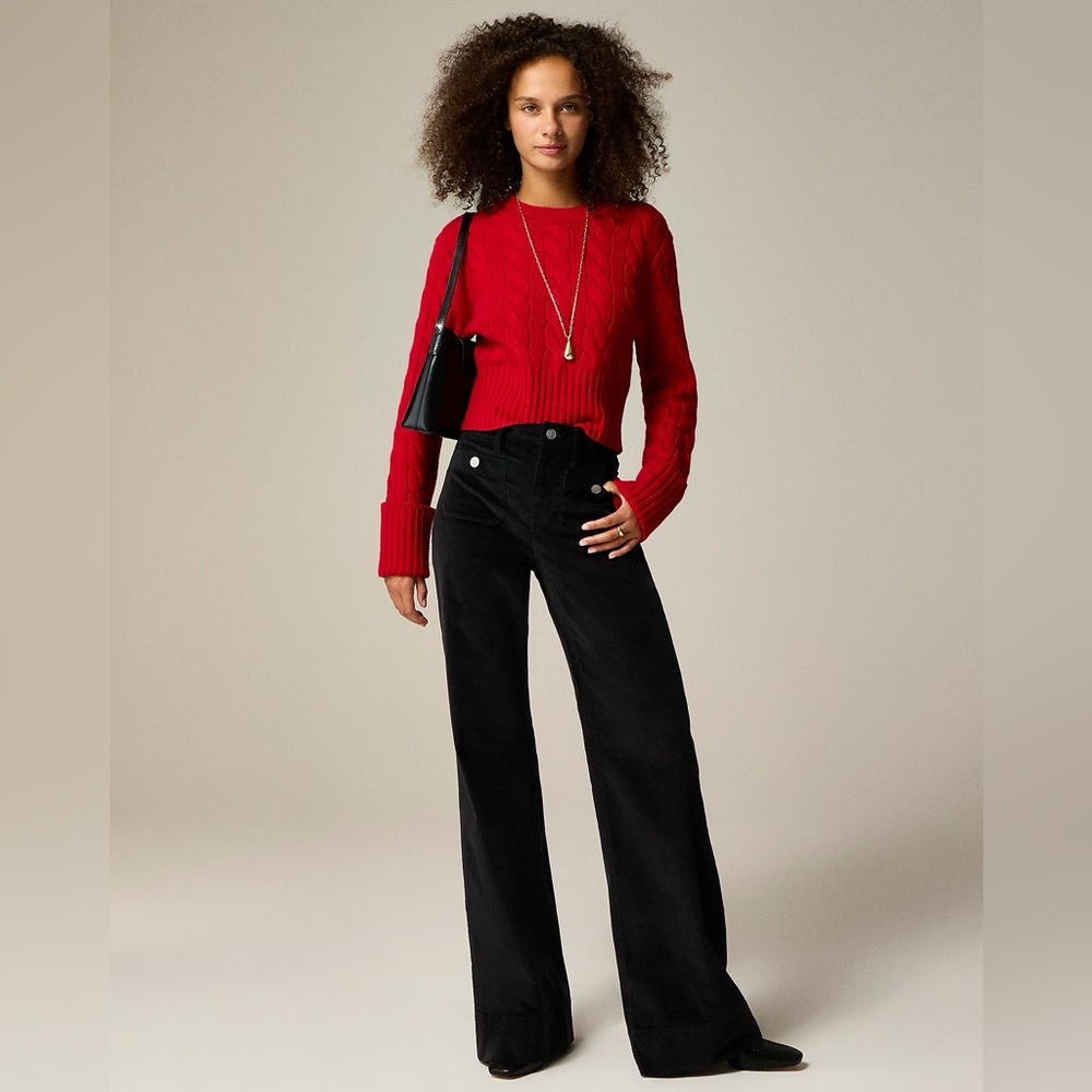 J.Crew Wide-leg velvet Sailor trouser pants CF379